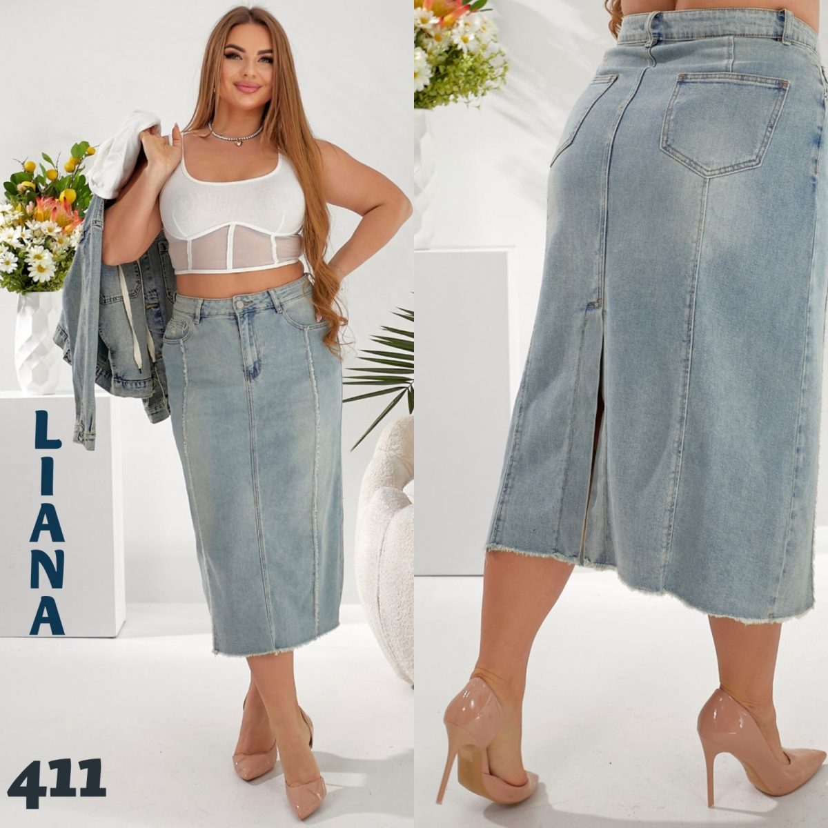 Женская джинсовая юбка LIANA батал 411
