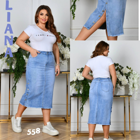 Джинсовая юбка  LIANA супер батал 558 оптом