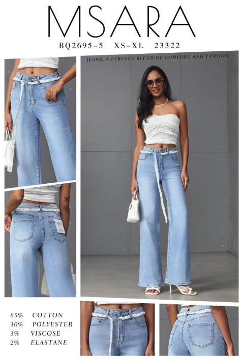 Женские джинсы ТРУБЫ M.SARA норма BQ2595-5 оптом