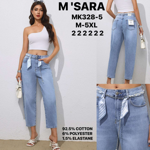 Женские джинсы МОМ M.SARA полубатал MK328-5 оптом
