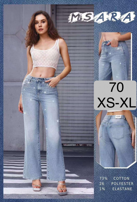 Женские джинсы со стразами ТРУБЫ M.SARA норма 70 оптом
