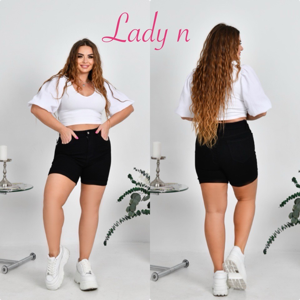 Женские джинсовые шорты короткие LADY N полубатал 1896-1 оптом