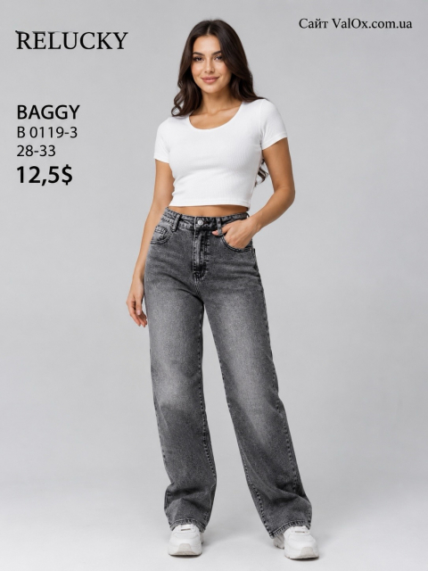 Женские джинсы БАГГИ (BAGGY) RELUCKY полубатал B0119-3 оптом
