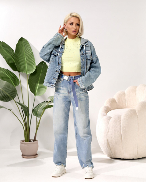 Жіноча джинсова куртка з капюшоном LIANA  норма 332L гуртом