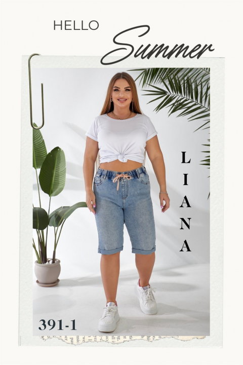 Женские джинсовые шорты на резинке LIANA батал 391-1