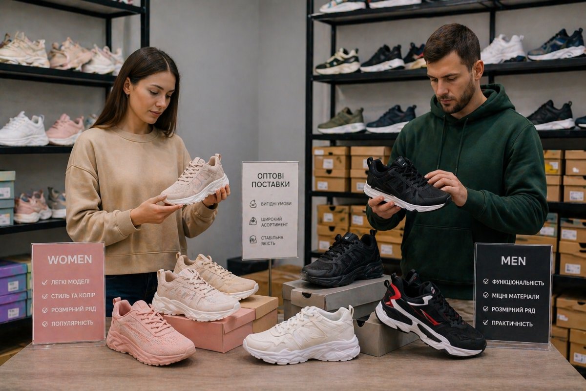 Жіночі та чоловічі кросівки оптом та відмінності у підборі